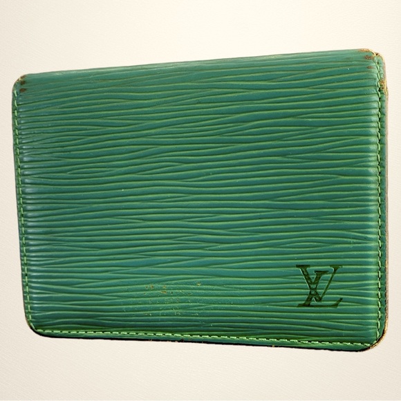 💎 Vintage 💎 1995 Louis Vuitton Dark Green Epi Card Holder/Wallet. - Picture 10 of 16